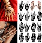 PPVWEY 14 Sheets Henna Tattoo Stencils Set, Temporary Tattoo Templates Indian Arabian Self Adhesive Tattoo Sticker for Women Girls Body Art Paint (14P)