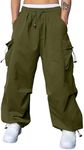 JMIERR Cargo Pants for Men Twill Chinos Cotton Sweatpants with Pockets Loose Fit High Waist Baggy Pants,US 40(2XL),A6 Moss Green