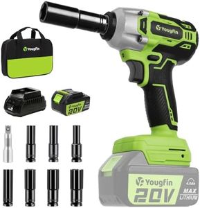 Yougfin Cordless Impact Wrench 1/2 inch for Lug Nuts, 20V Brushless Power Impact Gun Kit 400N.M, 4.0 Ah Battery Powered Impact Driver Heavy Duty, Electric Impact Wrench for Car Home