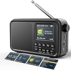 Portable FM Radio with Bluetooth, NOAA Weather Radio, 3000mAh Rechargeable