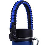 Techion Paracord Handle Carrier Survival Strap Cord for Hydro Flask Wide Mouth Water Bottle - Fits 12 oz to 64 oz Sports Water Bottle - Blue/Black