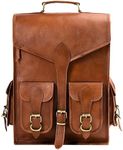 Volksy Bags Vintage Leather Laptop Backpack, Brown, OneSize, Vintage Leather Laptop Backpack