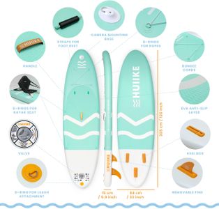 HUIIKE 10ft Inflatable Paddle Board – Stand Up SUP with Accessories