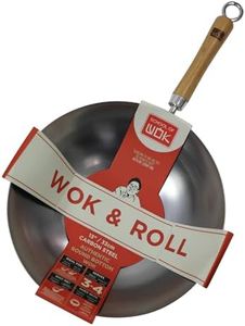 School of Wok - 13"/33cm Carbon Steel Wok, Authentic Round Bottom, Bamboo Handle