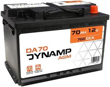 Dynamp DA70 AGM Start-Stop Car Battery 12V 70Ah 760CCA – Type 096, 278 × 175 × 190 mm, High Performance AGM Automotive Battery