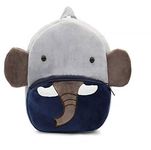 HappyChild Cute Kids School Bag Plush Animal Cartoon Travel Bag for Baby Girl And Boy 1-5 Years (OLD ELEPHANT BLUE GREY)