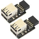 whiteeeen USB for Motherboard Adapter to 2 Ports USB Type A Socket (Pack of 2)