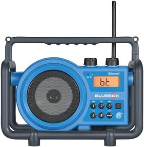 Sangean BB-100 BlueBox AM/FM Ultra-Rugged Digital Receiver with Bluetooth, Blue, 12.4"