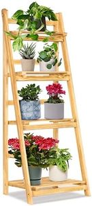 IDZO 4 Tier Wooden Ladder Shelf 44 in Bookcase Ladder Shelf Storage Shelves Rack Shelf Unit for Office and Home 44 x 16.5 inches Natural