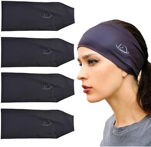 Equestrian Headbands for Women, Under Riding Helmet Bands, Sportswear Wide Hair Wrap Suitable for Use with Bike Helmets, Yoga & Hiking (4 Pack Black)