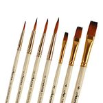 Arora Round & Flat Mix Painting Brush Set of 7 Pieces for Watercolor and Acrylic Painting(Wood)