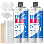 Clear Epoxy Glue Kit - 5 Minute Fast Repair Multi-Purpose Glue for Repairing Tile, Metal, Ceramics, Plastic, Wood - AB Epoxy Adhesive Super Glue with Accessories, Wear-Resistant, Waterproof, 3.5oz