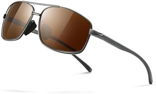 SUNGAIT Ultra Lightweight Rectangular Polarized Sunglasses Men UV400 Protection, Gunmetal Frame Brown Lens, 62 millimeters