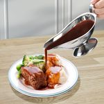 Large Stainless Steel Sauce Boat with Ergonomic Handle and Dripless Spout Big Lip, 16Oz Gravy Boat for Gravy, Roasting Sauces, Salad Dressings, Milk,Custard,Cream (450ml)