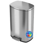 iTouchless SoftStep 13 Gallon Step Trash Can with Odor Filter & Inner Bucket, Stainless Steel Step Pedal Garbage Bin for Office and Kitchen, 50 Liter, Soft and Quiet Lid Close