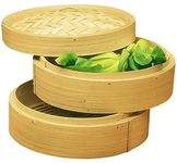 Happy Sales HSST-BMB10, Three Piece 10 Inch Bamboo Steamer