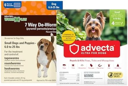 Worm X Plus 7 Way DeWormer for Small Dogs 6-25 lbs (6 Count) + ADVECTA Flea and Tick Prevention for Small Dogs 4-10 lbs (4 Count) Bundle