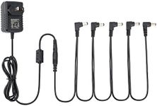 Musiclily Pro US Standard Guitar Power Supply Adapter DC 9V With 5 Way Daisy Chain Cable & Reverse Polarity Cord for Effect Pedals