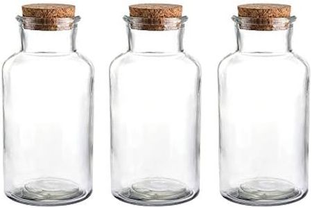 WHOLE HOUSEWARES Glass Favor Jar, Glass Storage Jars with Corks for Wedding and Party (18 Ounce)