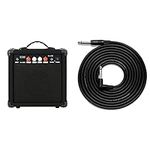 3rd Avenue 15W Guitar Practice Amplifier with Headphone Output, Black & TIGER GAC42 Guitar Bass Keyboard E-Drums Lead - Straight/Angled - 6.35mm 1/4" Jacks - 3m Cable