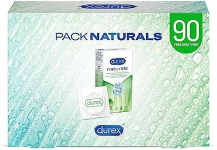 Durex Naturals Preservativos con Lubricante Natural de Base Agua, Fórmula suave, Pack 90 condones