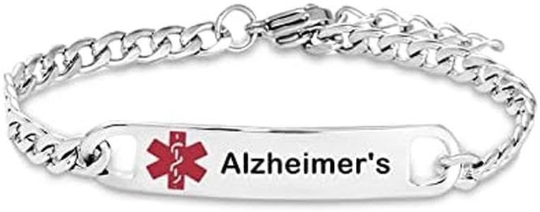 LSxAB Medical Alert ID Bracelet for Men Women Emergency First Aid Adjustable Wristband Bracelets, 8 3 inch, Alloy Steel, No Gemstone