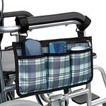 supregear Wheelchair Armrest Side Bag, Walker Organizer Bag with Reflective Stripes Waterproof Storage Pouches for Any Wheelchair, Mobility Scooter, Walker, Rollator Carry Accessories, Blue