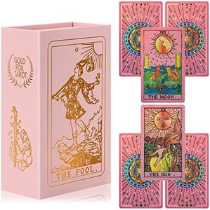 LYINGFISH Tarot Cards Tarot Cards with Guide Book Waterproof and Wrinkle Resistant,Tarot Gold Foil, Tarot Cards for Beginners Tarot Deck Tarot Cards with Meanings on Them Tarot Card (Pink)