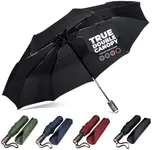 LifeTek Windproof Travel Umbrella for Rain - Auto Open Close, Compact Umbrella Durable & Strong Fiberglass Frame, Waterproof Canopy - Backpack, Purse, Portable Umbrella for Travel - Black, 45 Inch