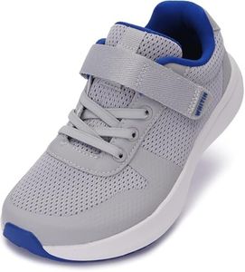WHITIN Wide Width Toe Box Running Sneakers for Little Big Kids Jogging Athletic Sport Zero Drop Shoes Boys Walking Size 12 Bowling Indoor Road Grey 31