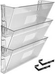 Acrimet Wall Mount Pocket File Organizer Holder (Hangers Included) (Clear Crystal Color) (3 Pack)