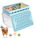 DclobTop Polypropylene Ice Trays For Freezer Round Cube Tray, Freezer, Balls, Ice Tray With Lid, Ice Juice, Coffee And Cocktails, Blue