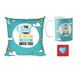 YaYa cafe Valentine Gift Combo for Husband Wife Good Things in Life are Better with You Cushion Cover, Mug, Coaster