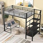 SOFTSEA Twin Metal Loft Bed with St