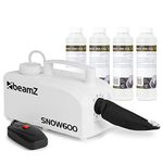 beamz Snow600 Snow Machine with 20L Concentrated Fluid - Fake Snow Machine for Party, Festivals, and Events - Create Realistic Snow Effects Indoors and Outdoors