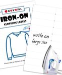 Writable Iron on Clothing Labels, Fabric Labels Name Tags for Daycare, Nursing Home, Camp, School, Laundry, Organizing, Washer & Dryer Safe, Pack of 100 - Size 0.5'' x 1.75'', with 1 Permanent Marker