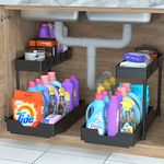MEAFBIRD 2 Pack Under Sink Organizer, 2 Tier Bathroom Cabinet Organizer with Sliding Basket, Multi-Purpose Under Sink Organizers and Storage for Bathroom Kitchen