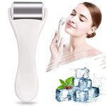 Ice Roller for Face & Eye,Puffiness,Migraine,Pain Relief and Minor Injury,Skin Care Products Stainless Steel Face Massager Ice Roller Massager (White)