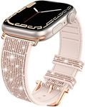 Neitra Compatible with Apple Watch Straps 38mm 40mm 41mm, Bling Soft Silicone Replacement Band, Color-Changing Smartwatch Bracelet for iWatch Series 9 8 7 6 5 4 3 SE 2023(Pink-Rosegold-Gold)