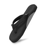 YOHO ArchFlex orthopedic slippers for women | Arch support for pain relief | Soft, Anti-Skid, lightweight | comfortable padded straps flip flops for Everyday | Classic Black - UK 6