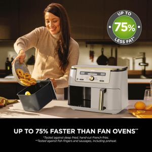Ninja MAX Dual Zone Digital Air Fryer, 2 Drawers, 9.5L – 6-in-1 Non-Stick, Dishwasher Safe, Stone Gold