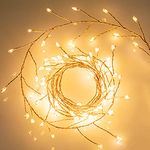 Minetom Fairy Lights Plug in, 200 LEDs Copper Wire Firecracker Lights, 10Feet Cluster Starry String Lights Waterproof for Ceiling Bedroom Wreath Window Christmas Tree Decoration Wedding, Warm White