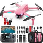 HHD Drone with 4K Camera for Adults Beginner, Under 249g with 32G TF Card,2 Battery for 52-Min Max Flight Time FPV RC Quadcopter，Video Transmission, Auto Return, Wind Resistance(Pink)