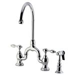Kingston Brass KS7791TALBS 7 3/4" in Spout Reach Bridge Kitchen Faucet with Brass Sprayer, Polished Chrome