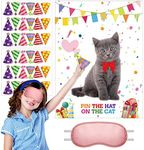 38 Pieces Pin The Hat on The Cat Party Games Cat Party Games Cat Poster for Kids with Blindfolds and Stickers Cat Themed Birthday Party Supplies Cute Cat Party Game