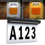 Solar Powered Address Sign, T-SUNUS Lighted House Numbers Light Waterproof, 2-Color Lighting Modes Illuminated Address Plaque, Wall Mounted Outdoor Address Number for Home Yard Mailbox Street Yard