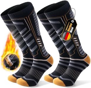 PULIOU Merino Wool Ski Socks, Cold Weather Socks for Snowboarding, Snow, Winter, Thermal Knee-high Warm Socks, Hunting 2 pairs(Black,M)