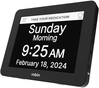 Robin Day Clock 2024 Dementia Clock with Custom Alarms & Calendar Reminders, Clocks for Seniors Helps with Memory Loss, Alzheimers, Dementia, Black