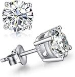 Mens Stud Earrings Silver Women Stud Earrings Men Diamond Earrings Studs with Swarovski Diamond Stud Earrings Mens CZ Earrings Sterling Silver Stud Earrings Women Cubic Zirconia Earrings Studs Men 4mm