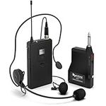 Fifine Wireless Microphone System, Wireless Microphone Set with Headset and Lavalier Lapel Mics, Beltpack Transmitter and Receiver,Ideal for Teaching, Preaching and Public Speaking Applications-K037B